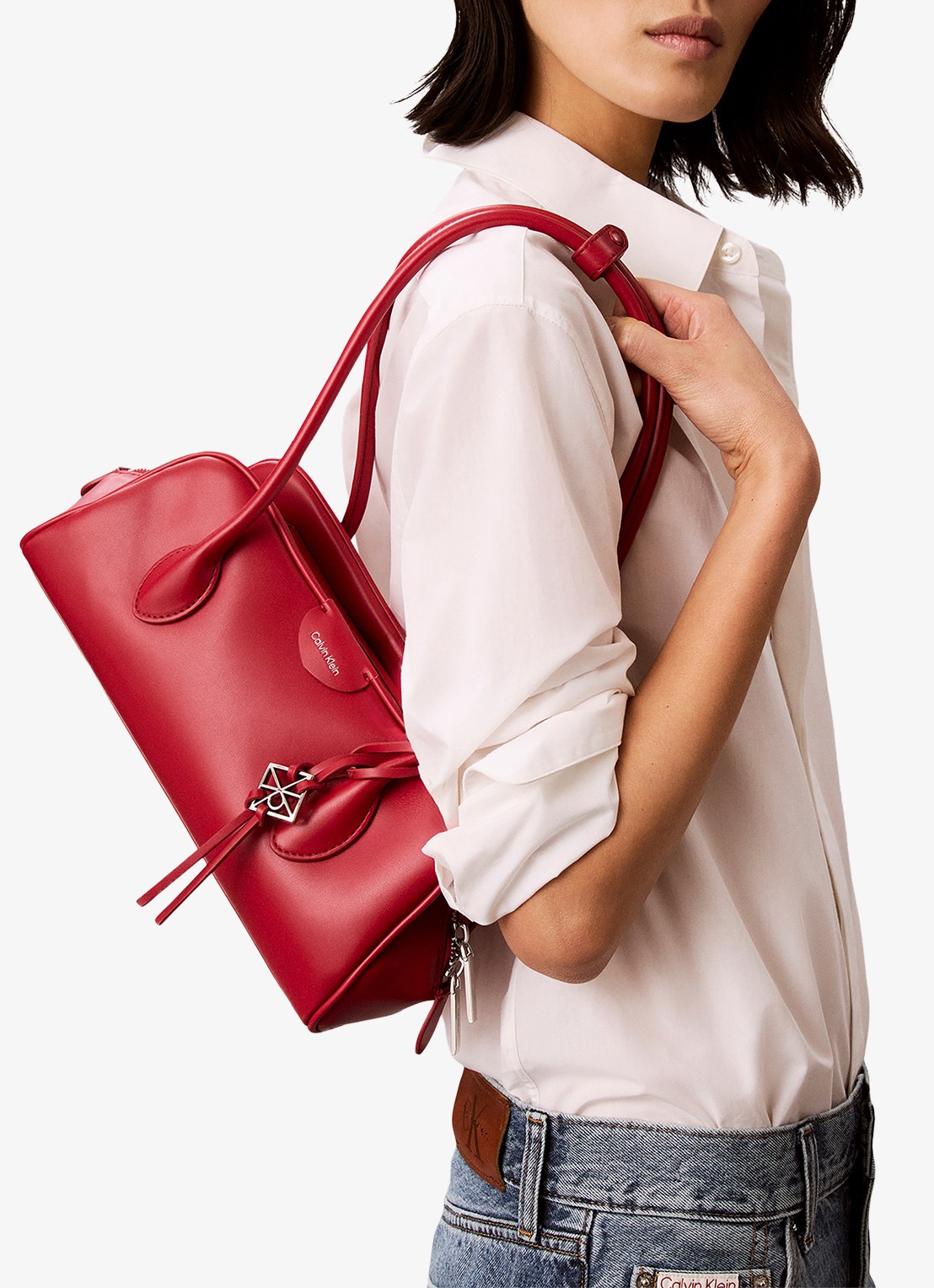 Calvin Klein Schoudertas met logo - voorkant 2 rood