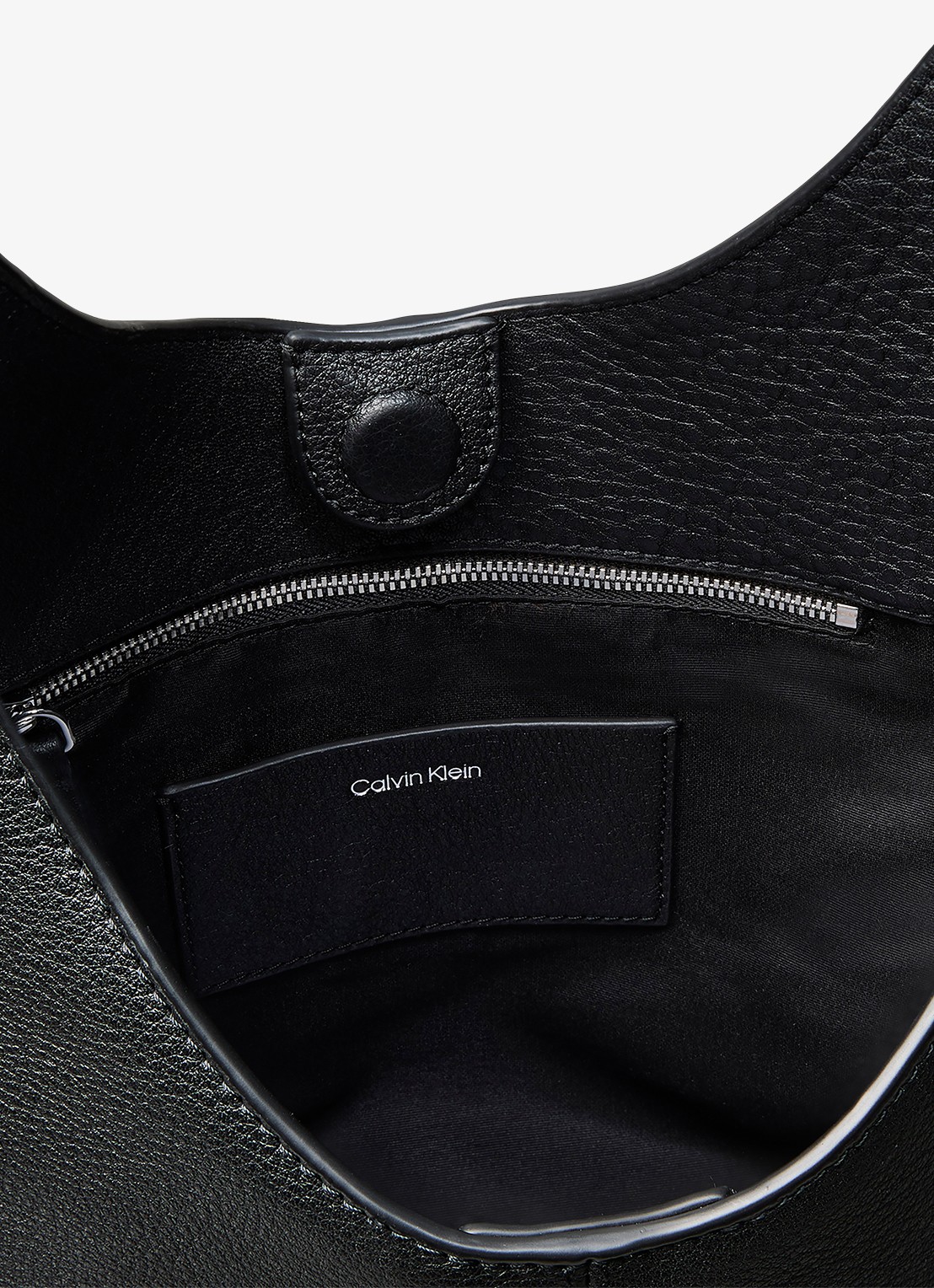 Calvin Klein Schoudertas van leer - detail 3 zwart