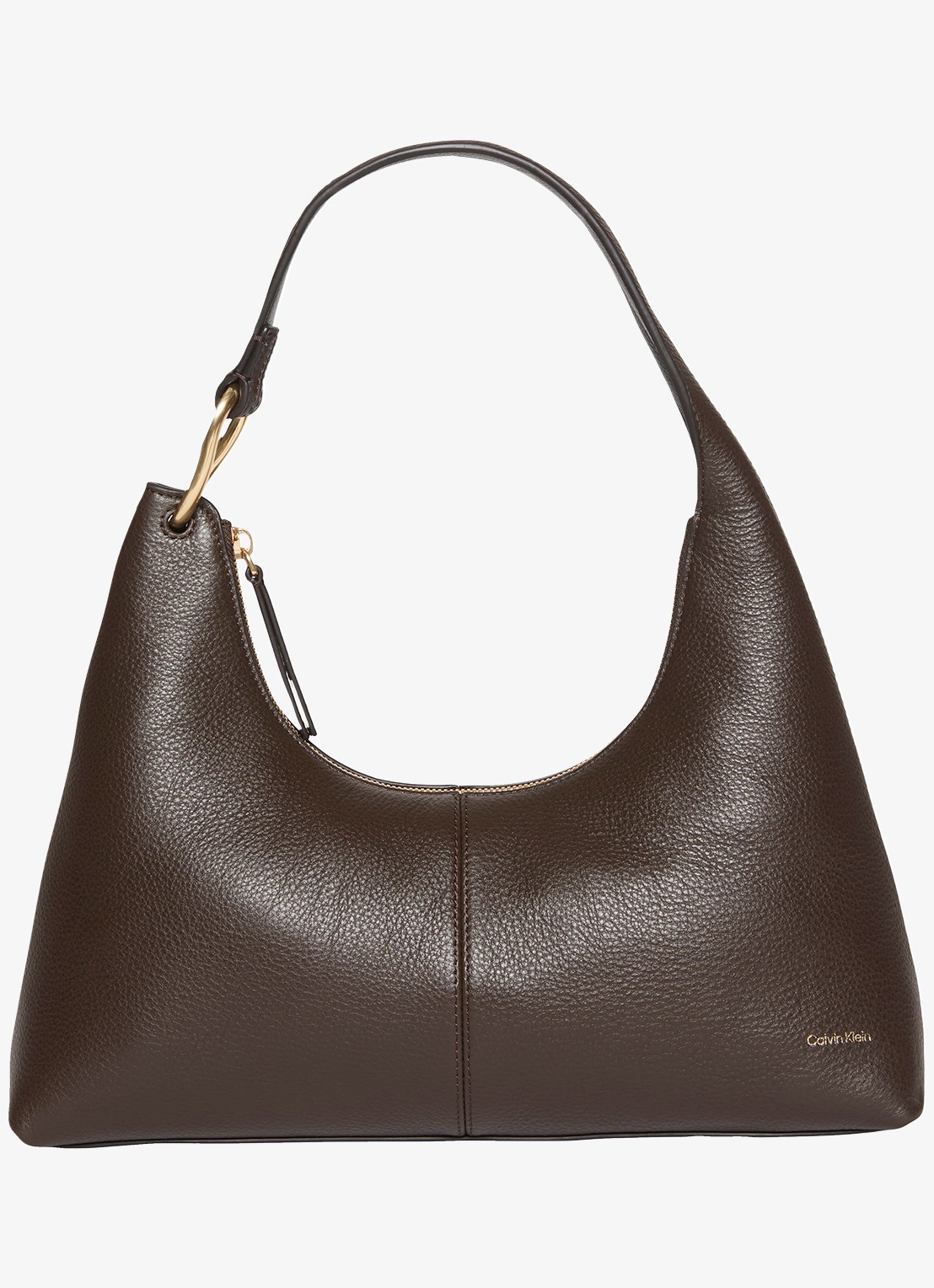 Calvin Klein Schoudertas van leer - voorkant 2 delicioso-bal /  bruin