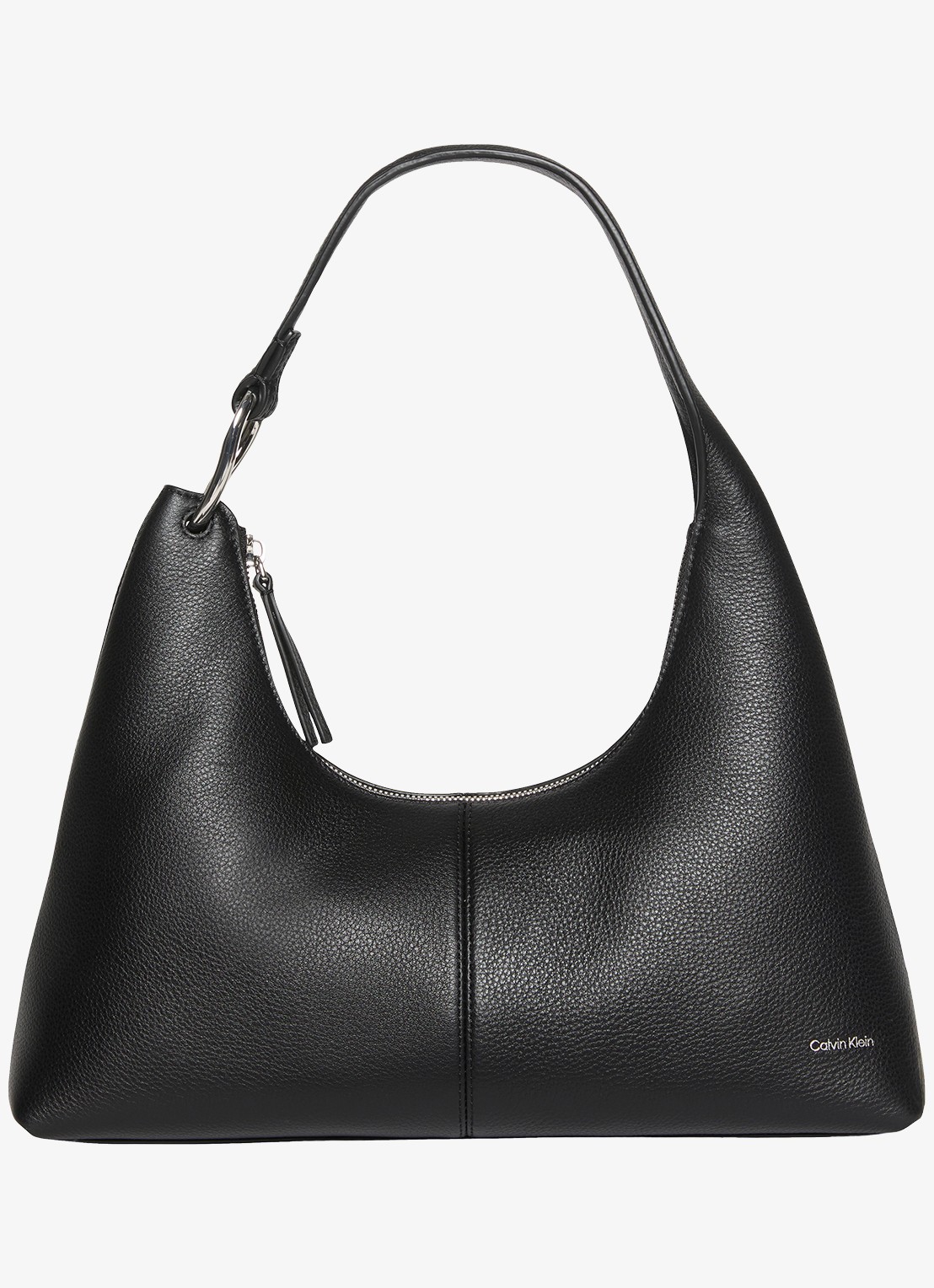 Calvin Klein Schoudertas van leer - voorkant 3 black-ub1 /  zwart