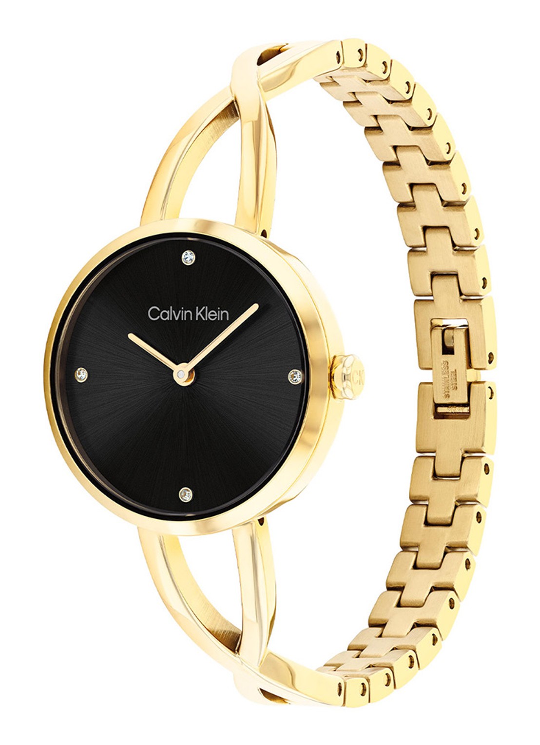 Calvin Klein Sculpted Embrace horloge CK25100059  - detail goud