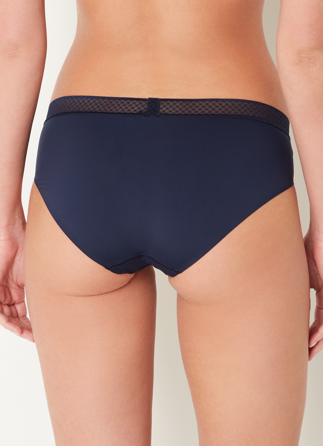 Calvin Klein Seductive Comfort slip met kant - achterkant 5 donkerblauw