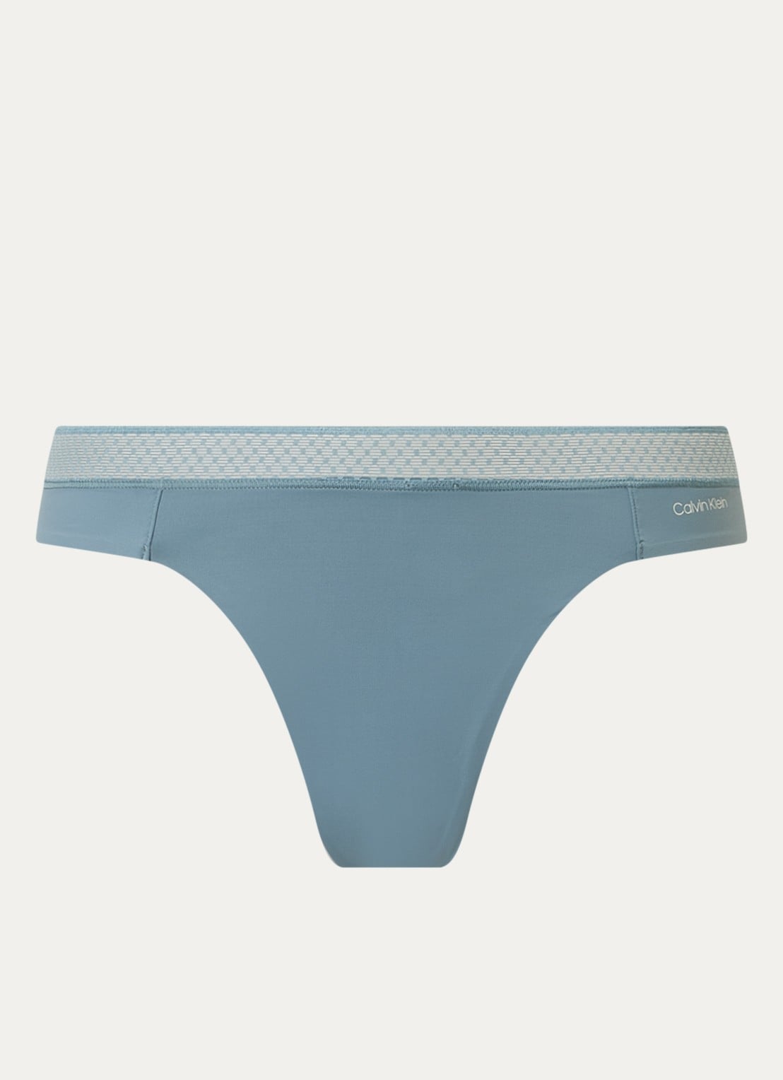 Calvin Klein Seductive Comfort string met kant - voorkant 4 staalblauw