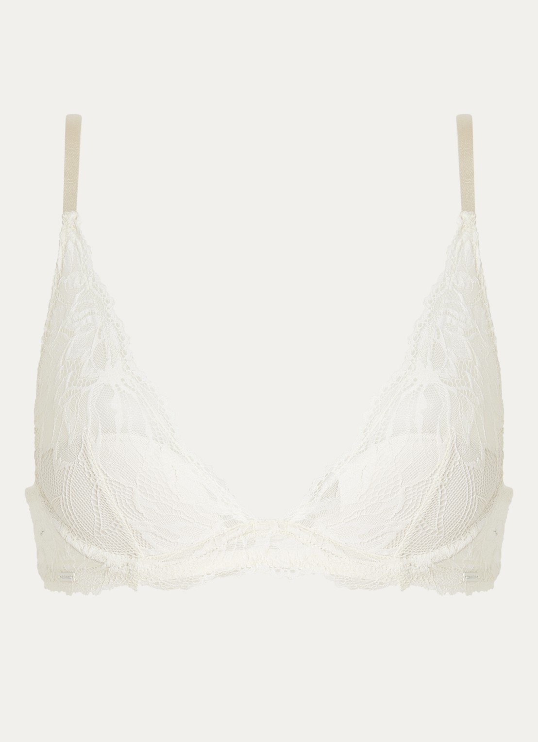 Calvin Klein Seductive Comfort voorgevormde plunge bh met overlay van kant - voorkant 2 ivoor