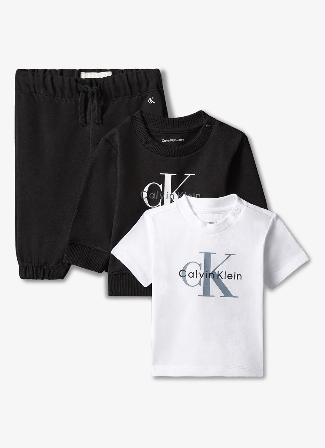 Calvin Klein Set van joggingbroek met trui en T-shirt in giftbox 2-delig - voorkant 2 zwart