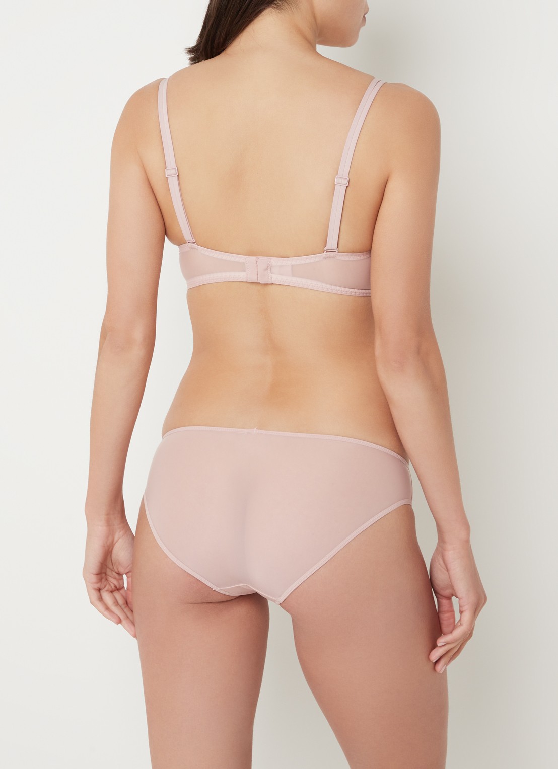 Calvin Klein Sheer Marquisette plunge push-up bh - achterkant lichtroze