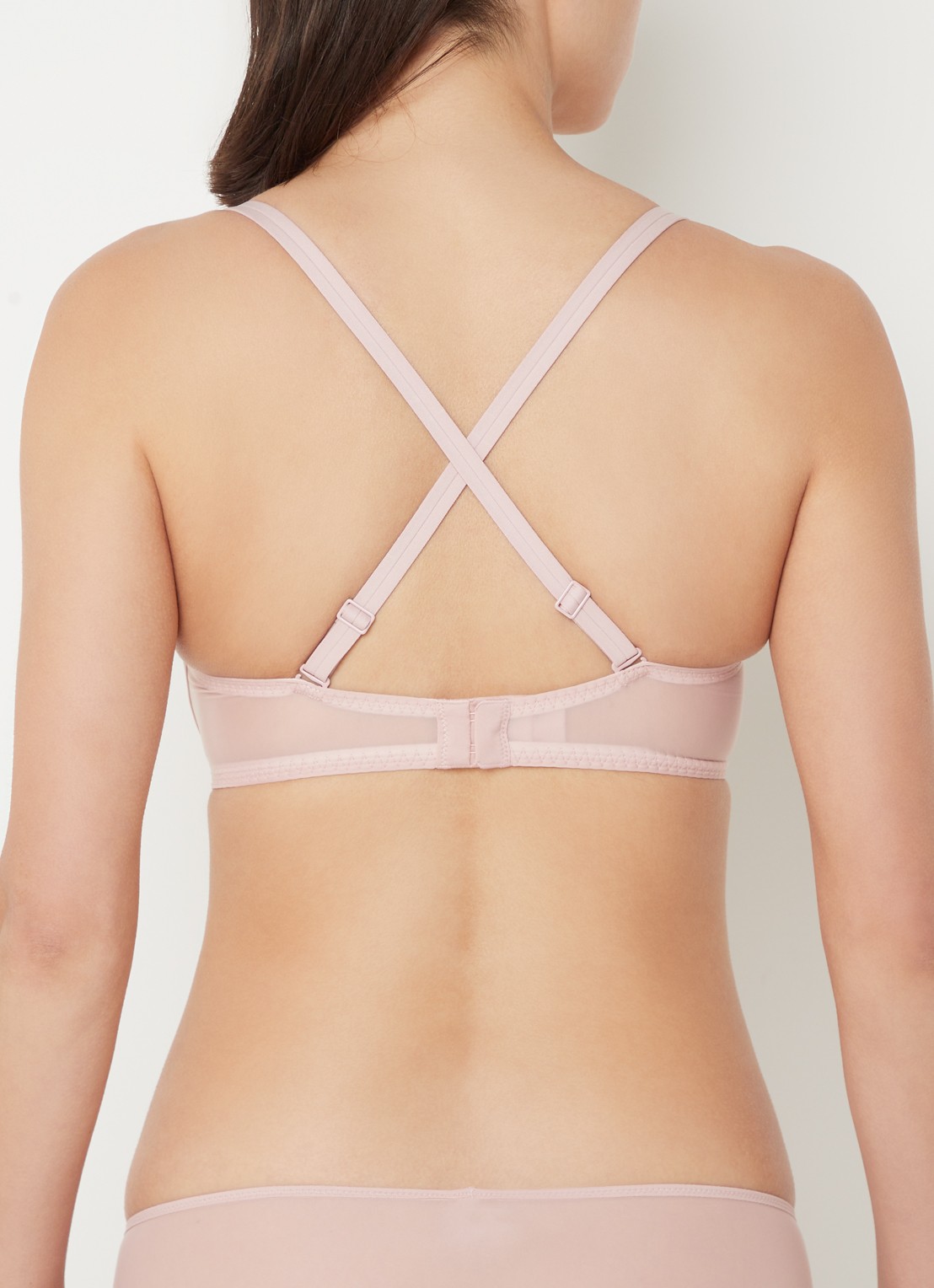 Calvin Klein Sheer Marquisette plunge push-up bh - detail 3 lichtroze