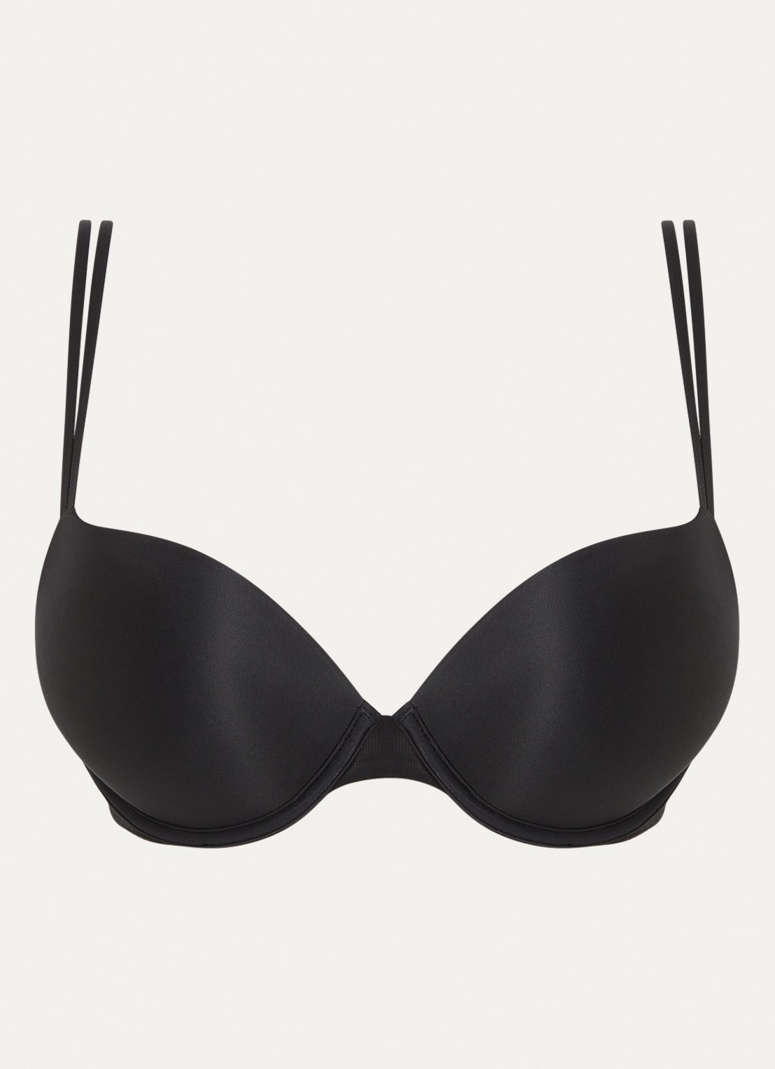 Calvin Klein Sheer Marquisette plunge push-up bh - voorkant zwart