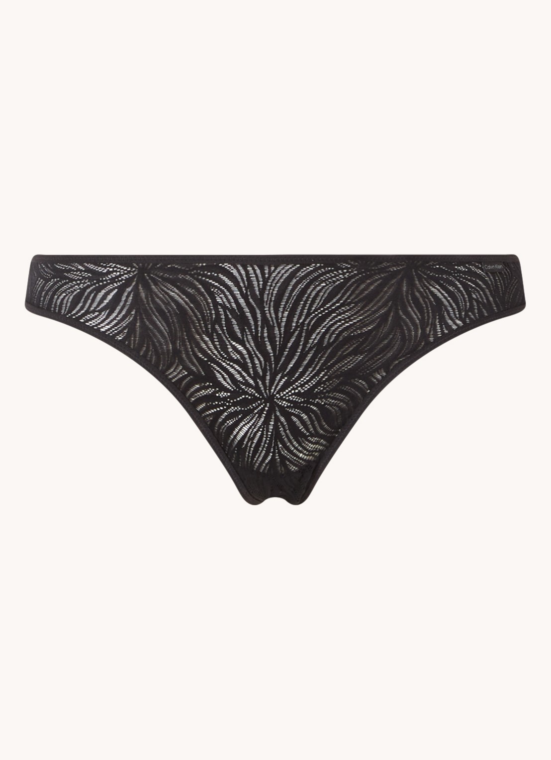 Calvin Klein Sheer Marquisette string van kant - voorkant 6 black / zwart