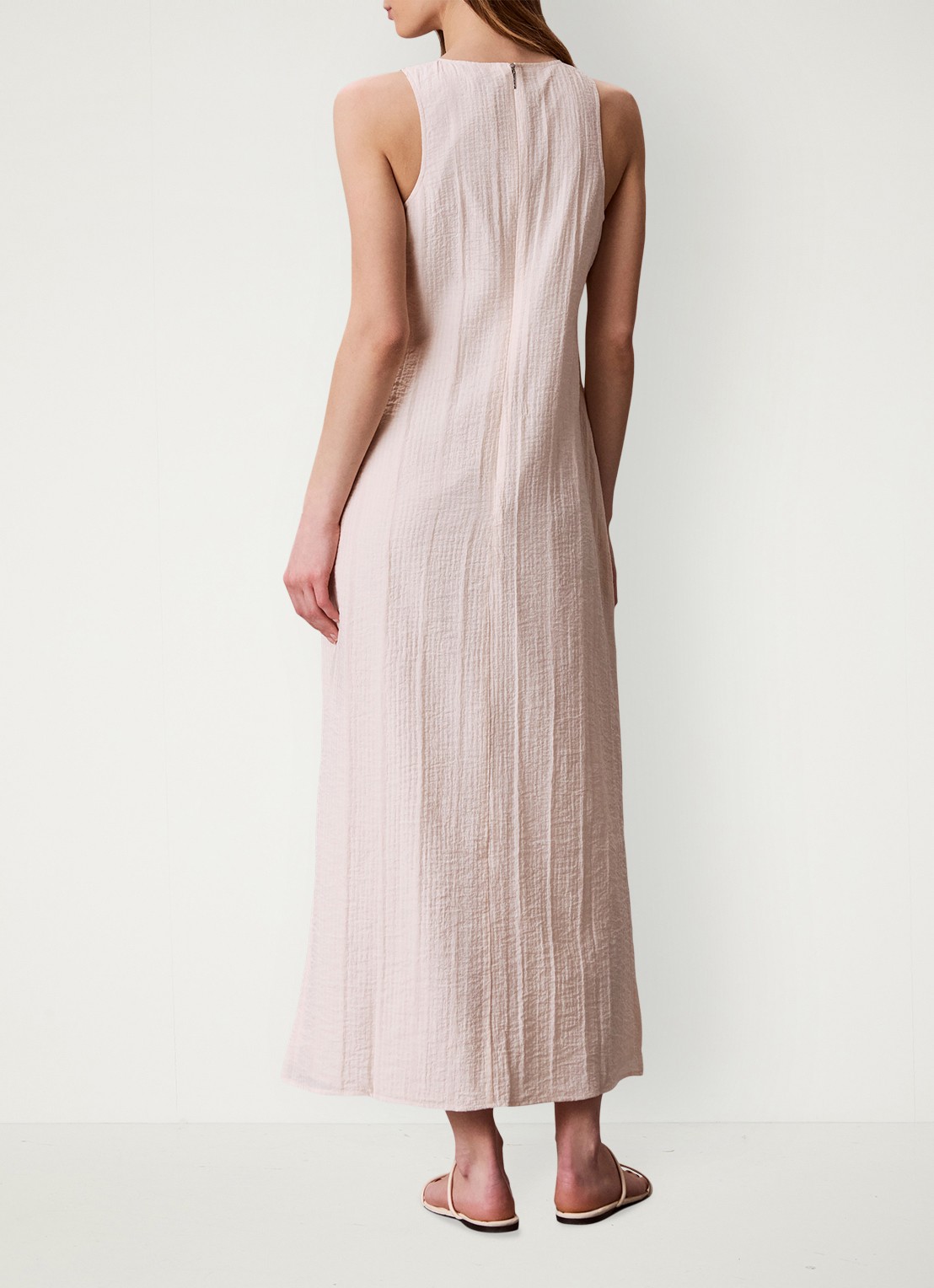 Calvin Klein Sheer midi jurk met structuur - achterkant 4 creme