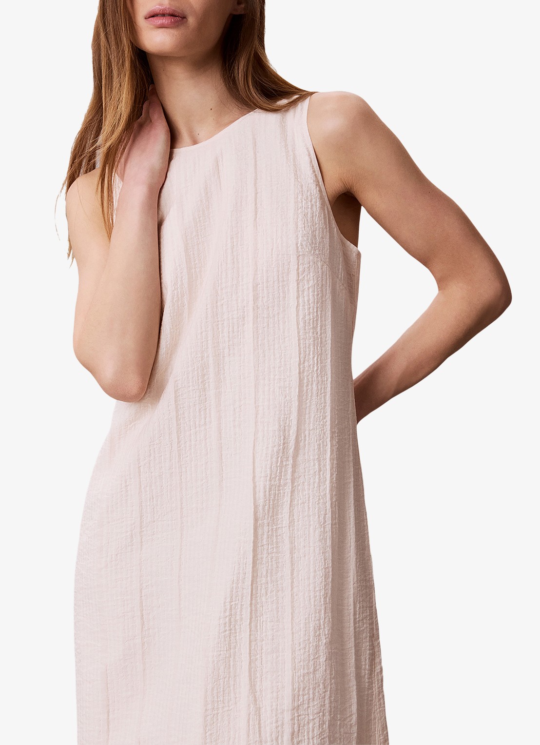 Calvin Klein Sheer midi jurk met structuur - detail creme