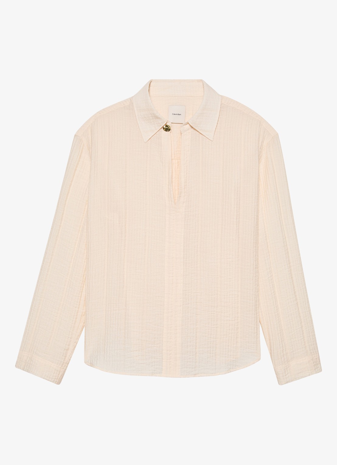 Calvin Klein Sheer tuniek met structuur - voorkant 5 creme