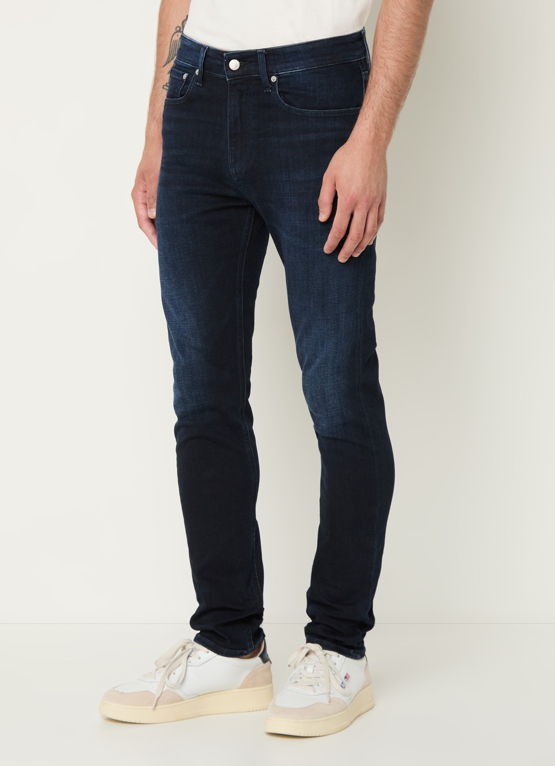 Calvin Klein Skinny jeans met donkere wassing - detail indigo