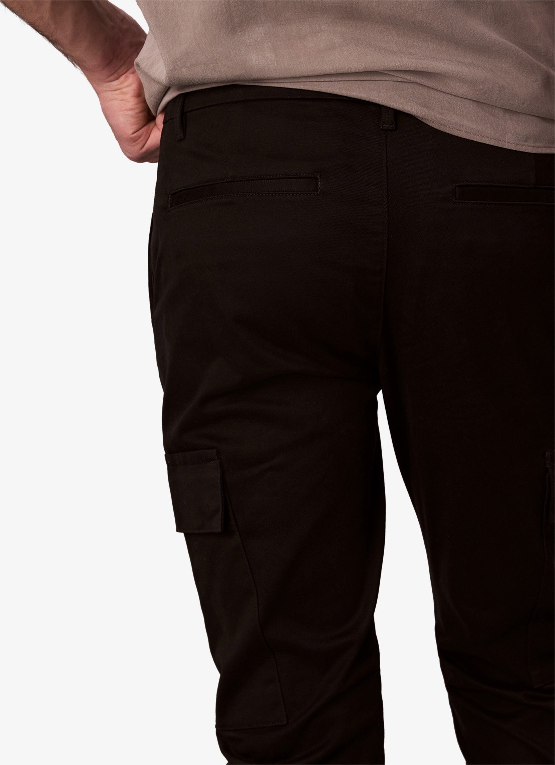 Calvin Klein Slim fit cargobroek met klepzakken - detail 4 zwart