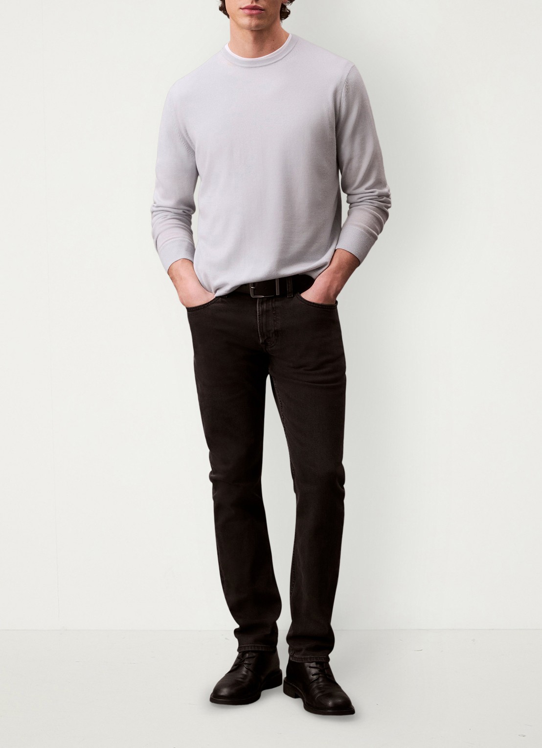 Calvin Klein Slim fit jeans met steekzakken - voorkant 2 donkergrijs