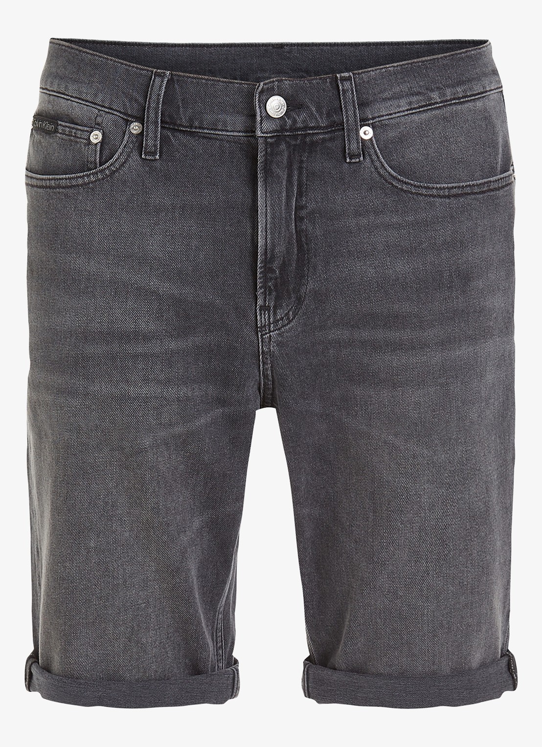 Calvin Klein Slim fit korte broek van denim met gekleurde wassing - voorkant 2 antraciet