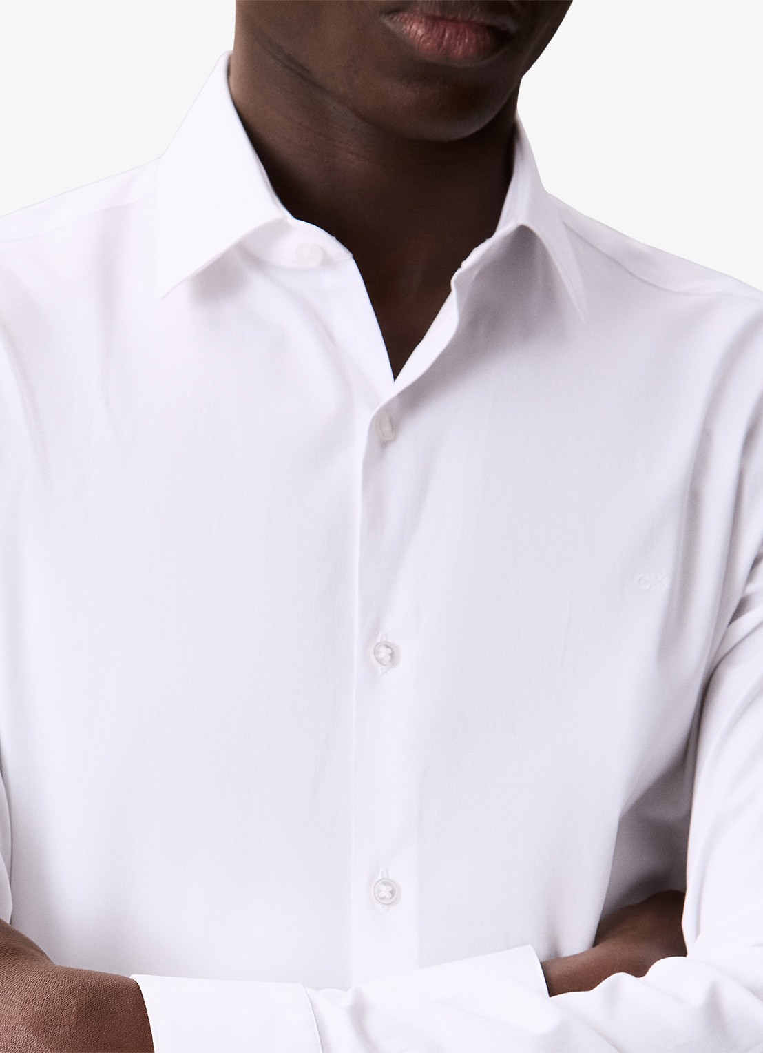 Calvin Klein Slim fit overhemd met dubbele manchet - detail 2 wit