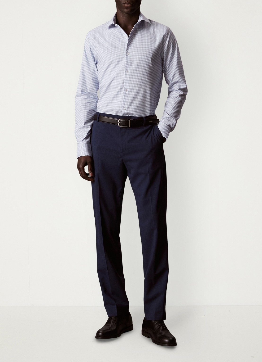 Calvin Klein Slim fit overhemd met ruit dessin - detail 3 bijou blue-7ku /  lichtblauw