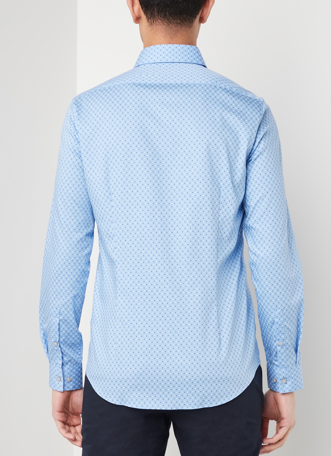 Calvin Klein Slim fit overhemd met stippendessin - achterkant 2 blauw