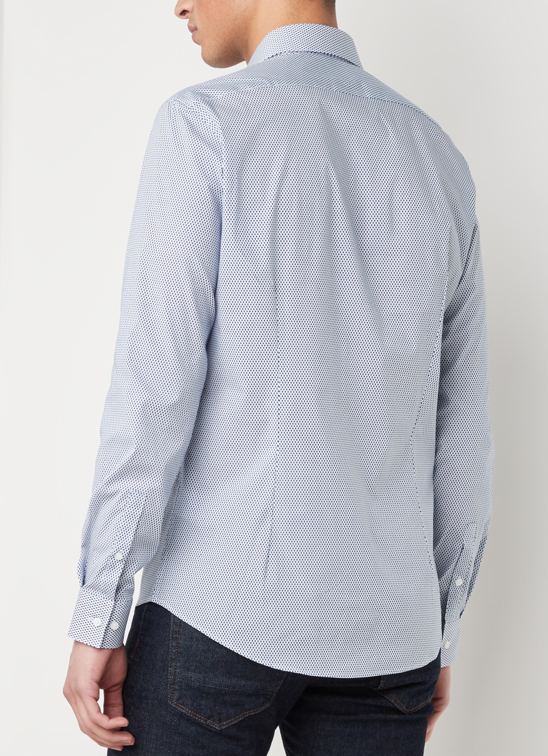 Calvin Klein Slim fit overhemd met stippendessin - achterkant royalblauw