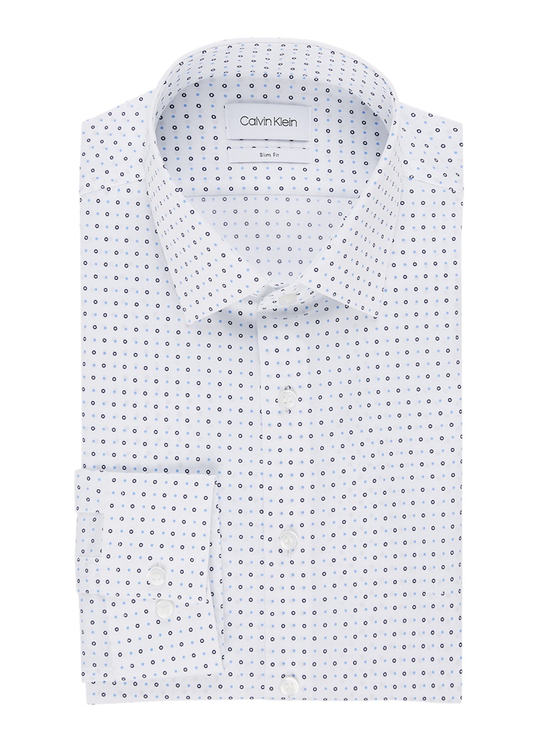 Calvin Klein Slim fit overhemd met stippendessin - voorkant 2 lichtblauw