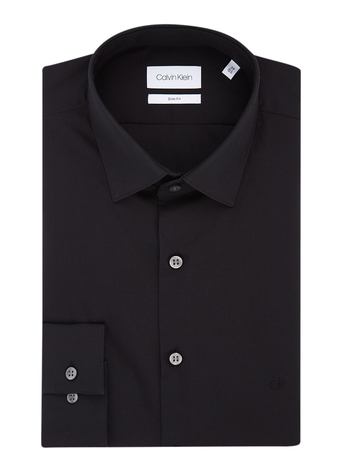 Calvin Klein Slim fit overhemd met stretch - voorkant 4 zwart