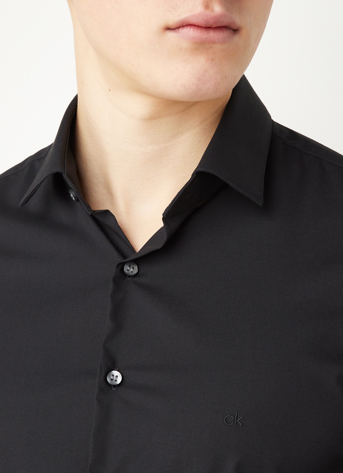 Calvin Klein Slim fit overhemd met stretch - detail 3 zwart