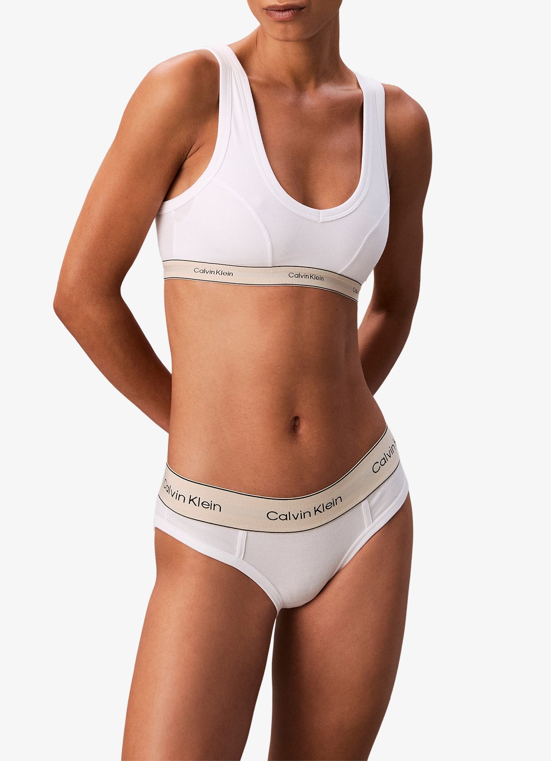 Calvin Klein Slip met logoband - voorkant 3 wit