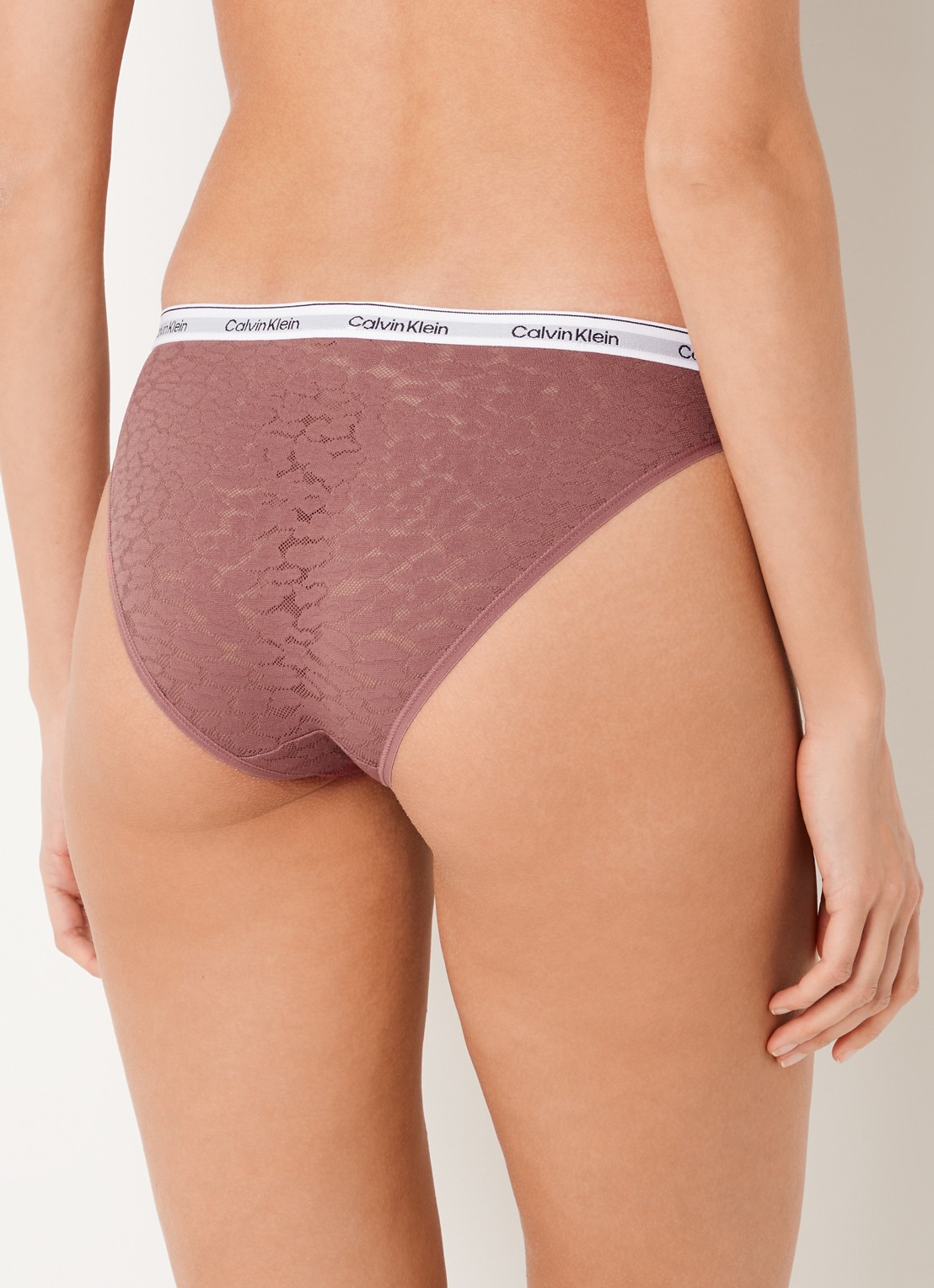Calvin Klein Slip van mesh met panterprint - achterkant 4 donkerroze