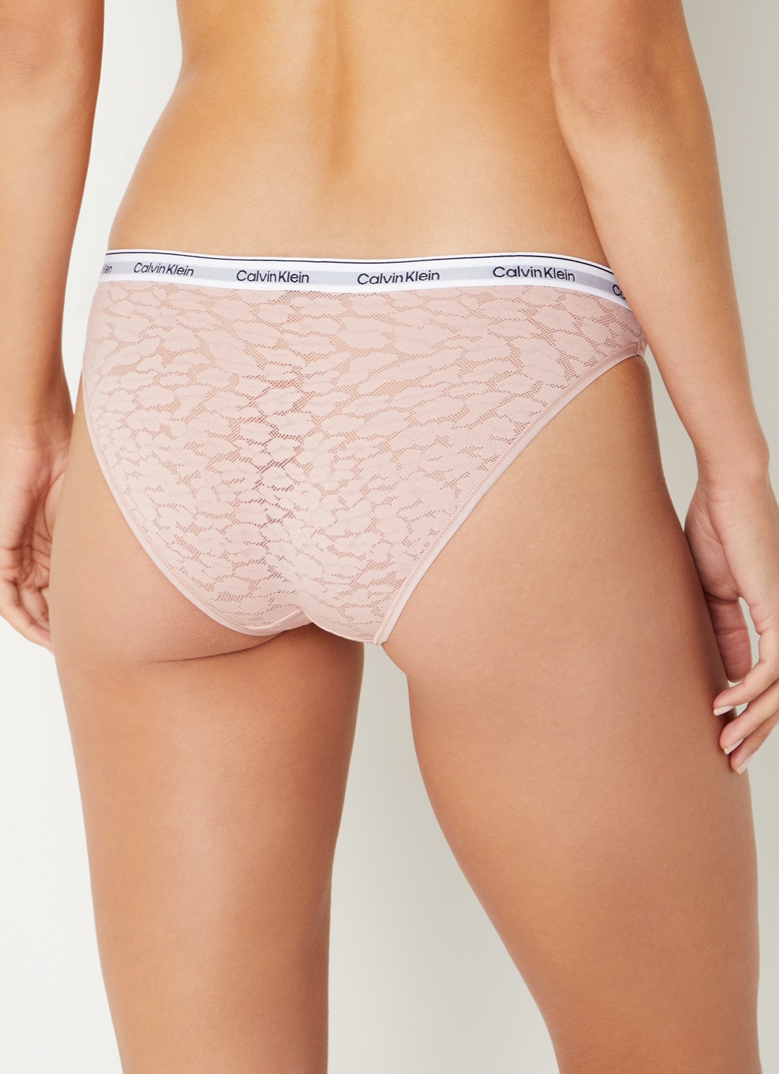 Calvin Klein Slip van mesh met panterprint - achterkant 4 oudroze