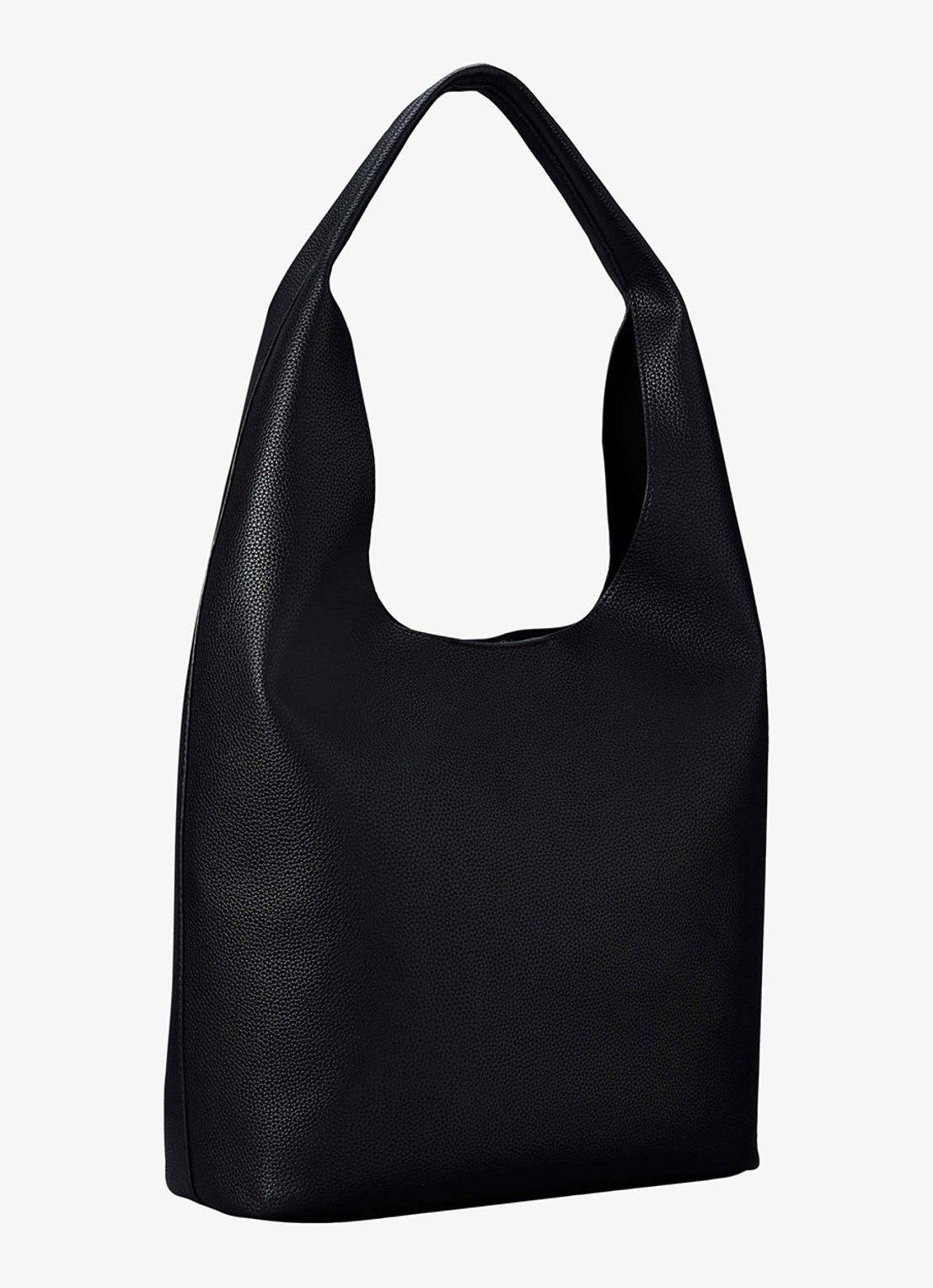 Calvin Klein Slouchy Medium schoudertas met structuur en logo  - achterkant 3 zwart