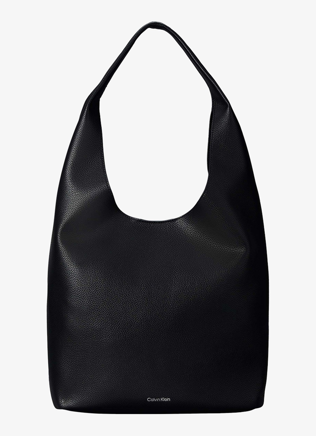 Calvin Klein Slouchy Medium schoudertas met structuur en logo  - voorkant 2 zwart