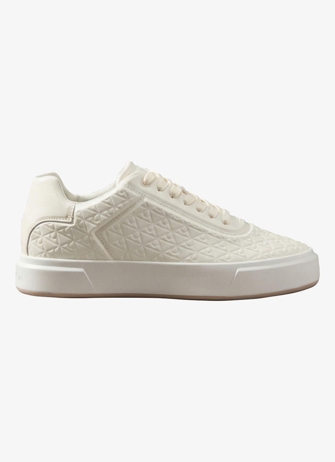 Calvin Klein Sneaker met logoprint - voorkant creme