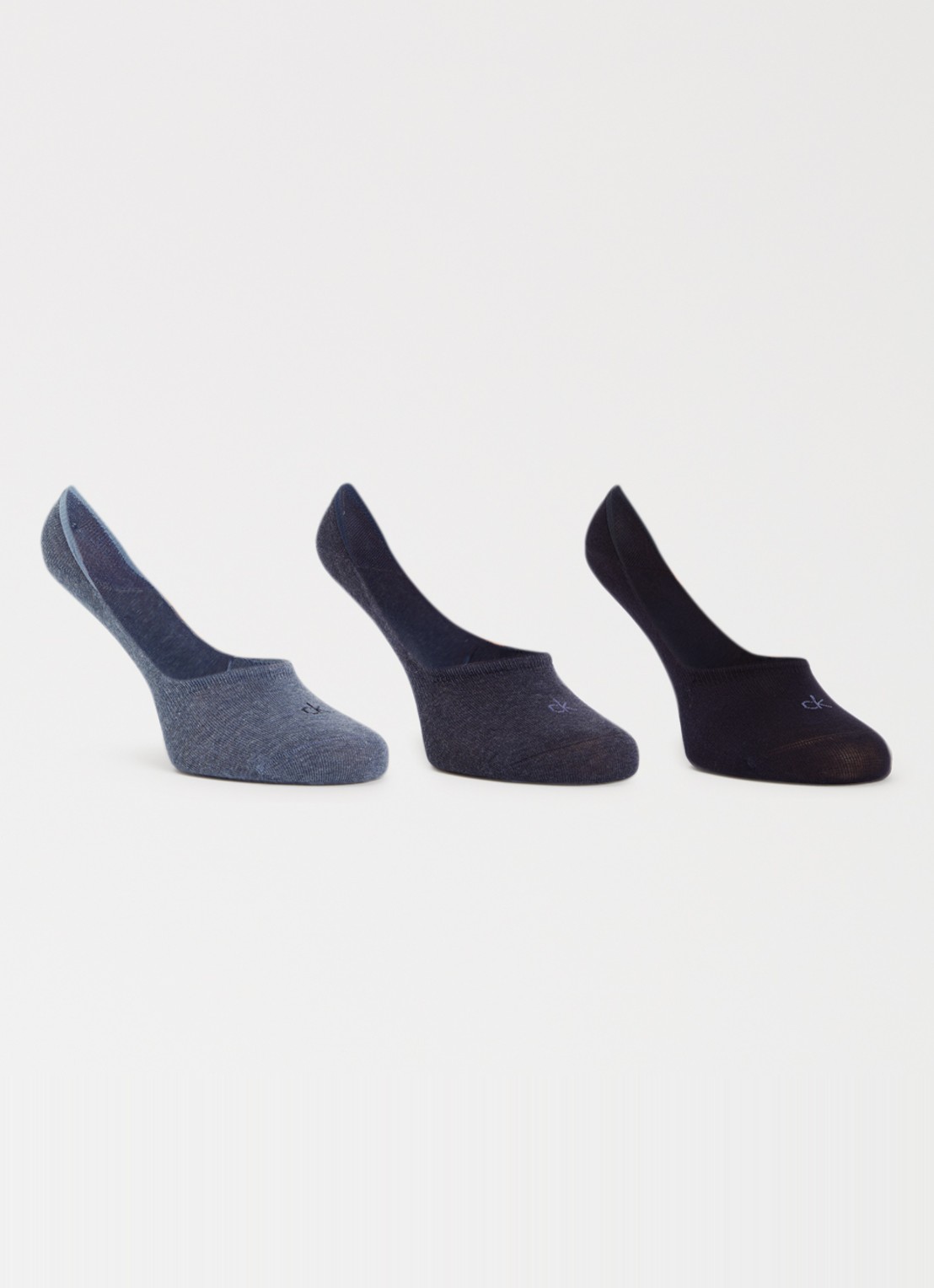 Calvin Klein Sneaker sokken met logo in 3-pack - voorkant blauwgrijs