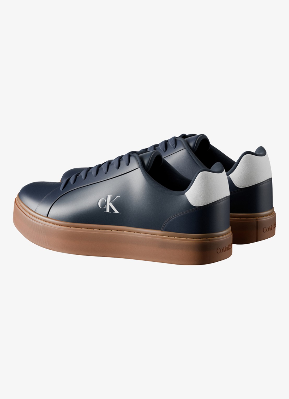 Calvin Klein Sneaker van leer met logo - achterkant calvin navy/off white/gum-0zv / blauw