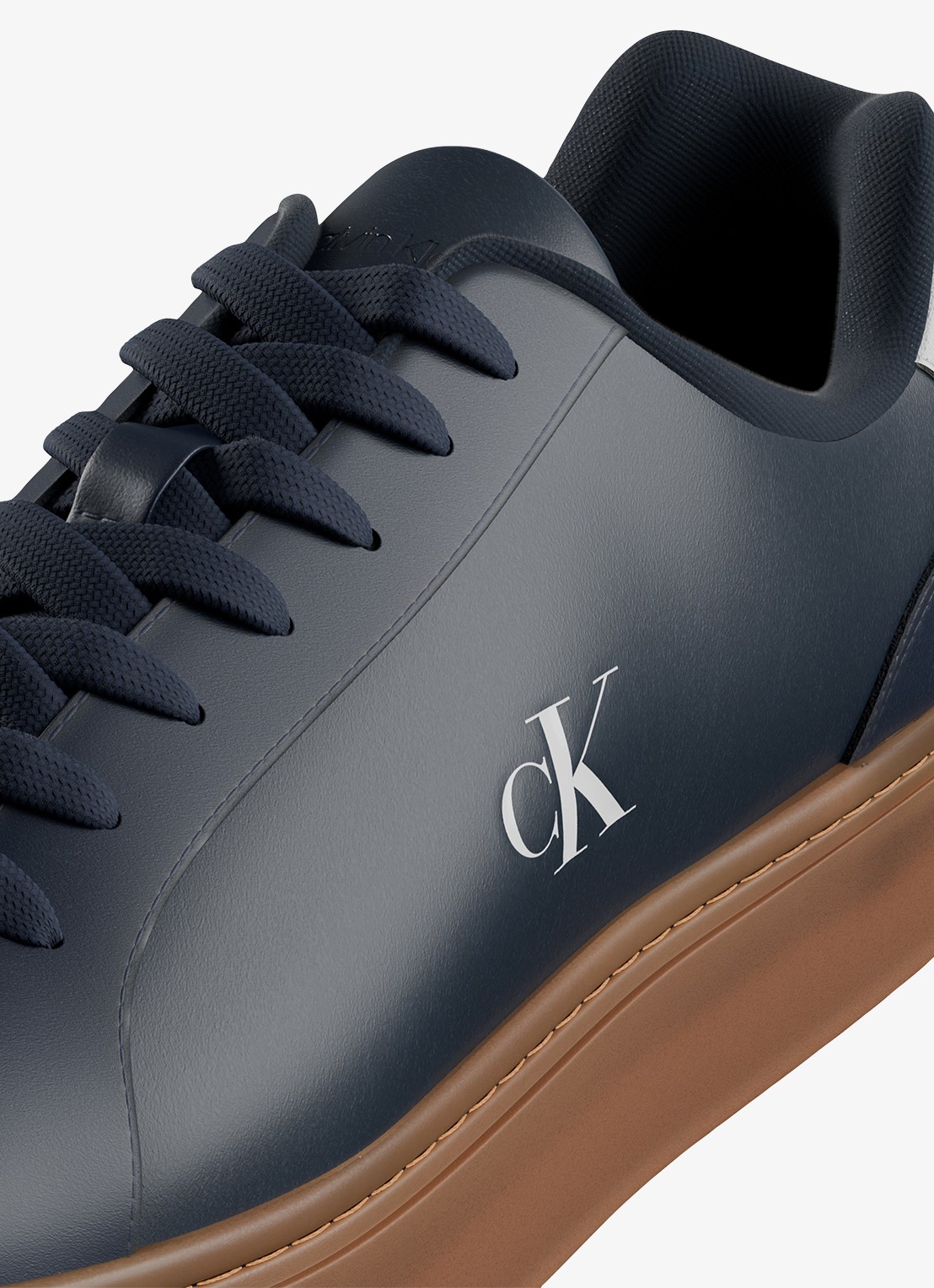 Calvin Klein Sneaker van leer met logo - detail 5 calvin navy/off white/gum-0zv / blauw