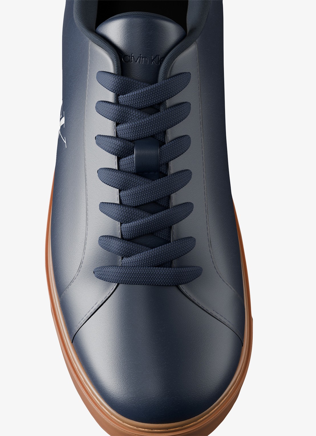 Calvin Klein Sneaker van leer met logo - detail 6 calvin navy/off white/gum-0zv / blauw