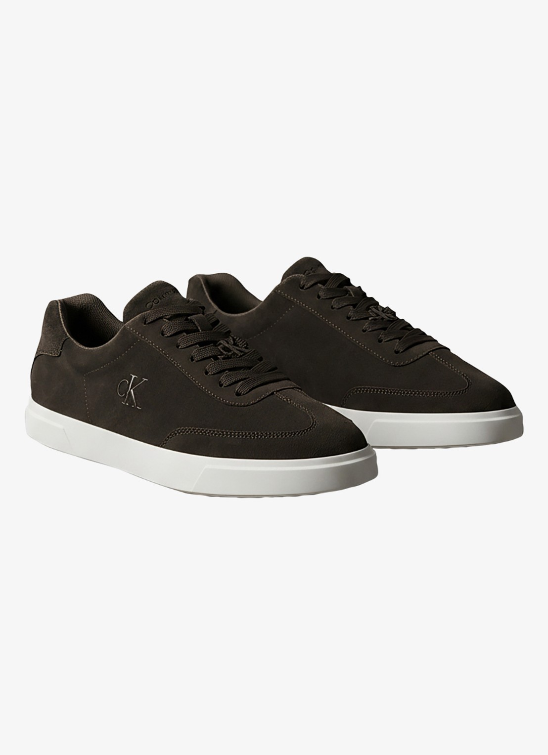 Calvin Klein Sneaker van suède - detail 4 donkerbruin