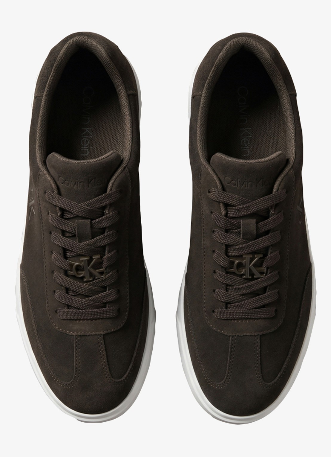 Calvin Klein Sneaker van suède - voorkant 2 donkerbruin