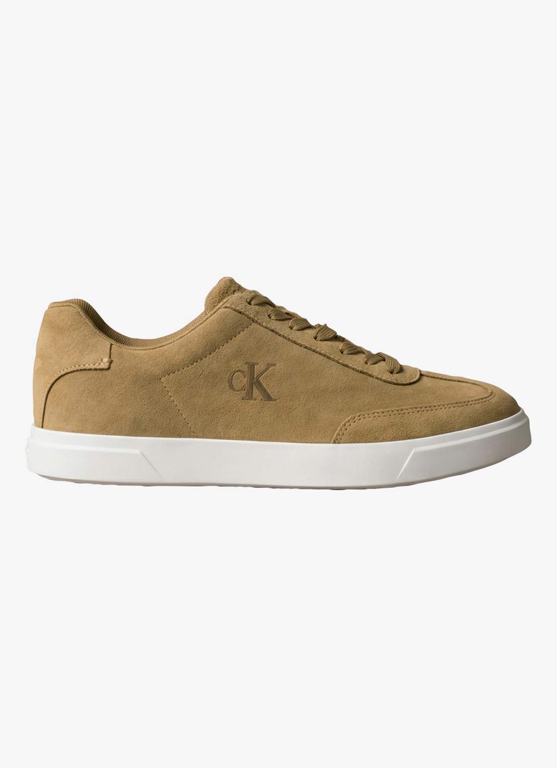 Calvin Klein Sneaker van suède - voorkant 2 camel