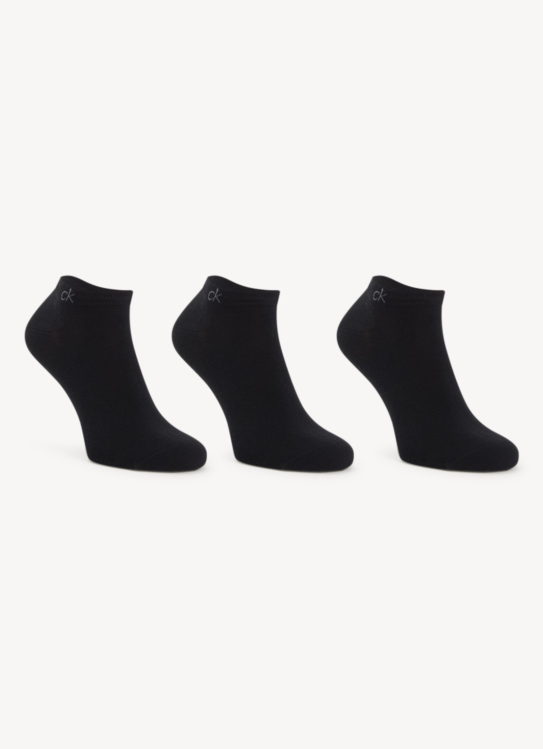 Calvin Klein Sneakersokken met logo in 3-pack - voorkant zwart