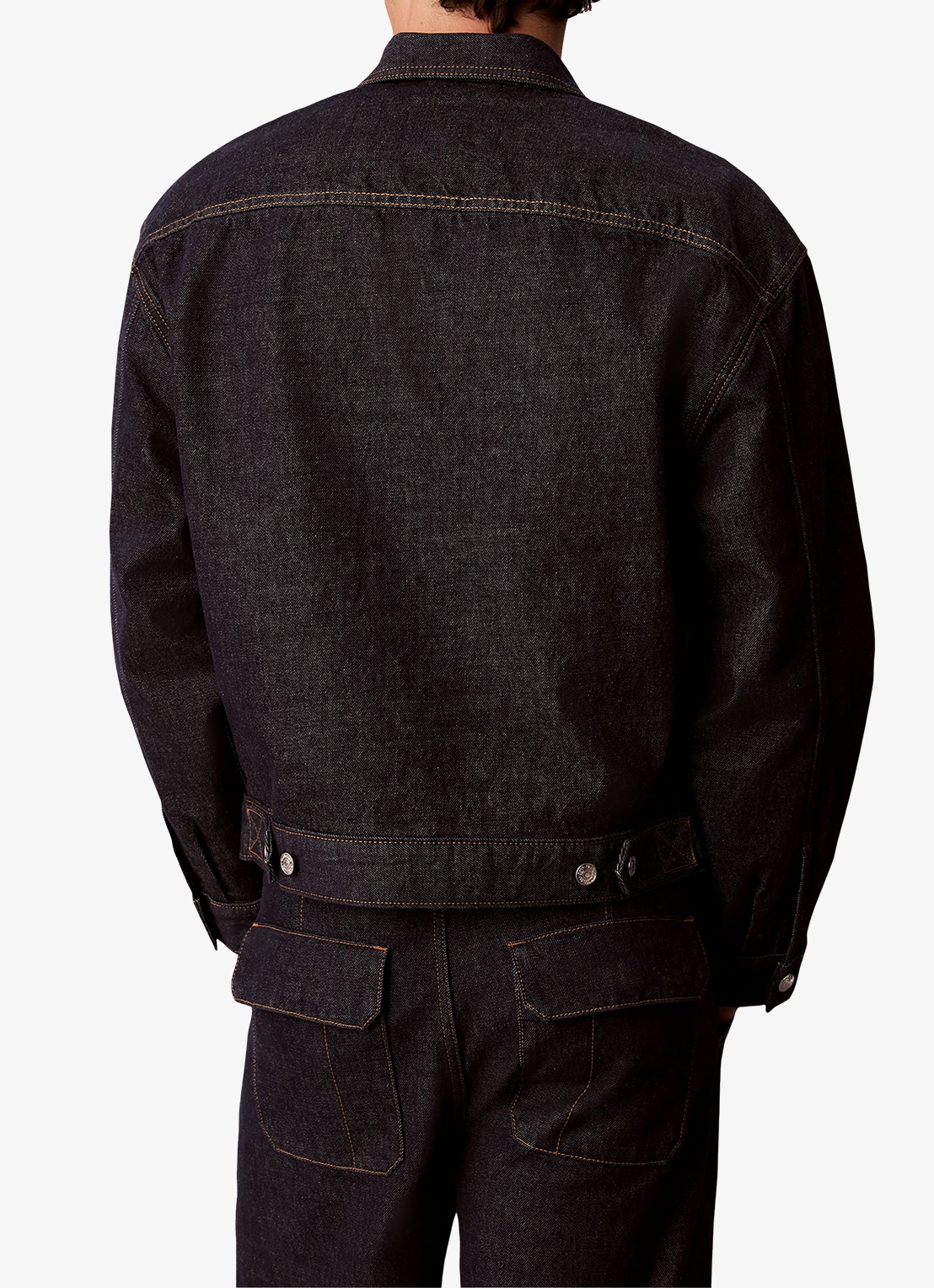 Calvin Klein Spijkerjas met borstzak - achterkant 5 donkerblauw
