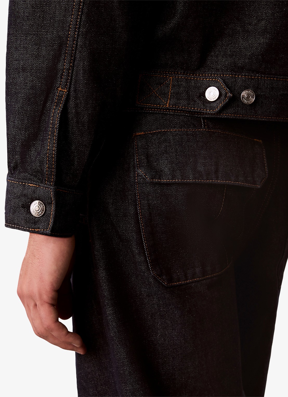 Calvin Klein Spijkerjas met borstzak - detail 4 donkerblauw