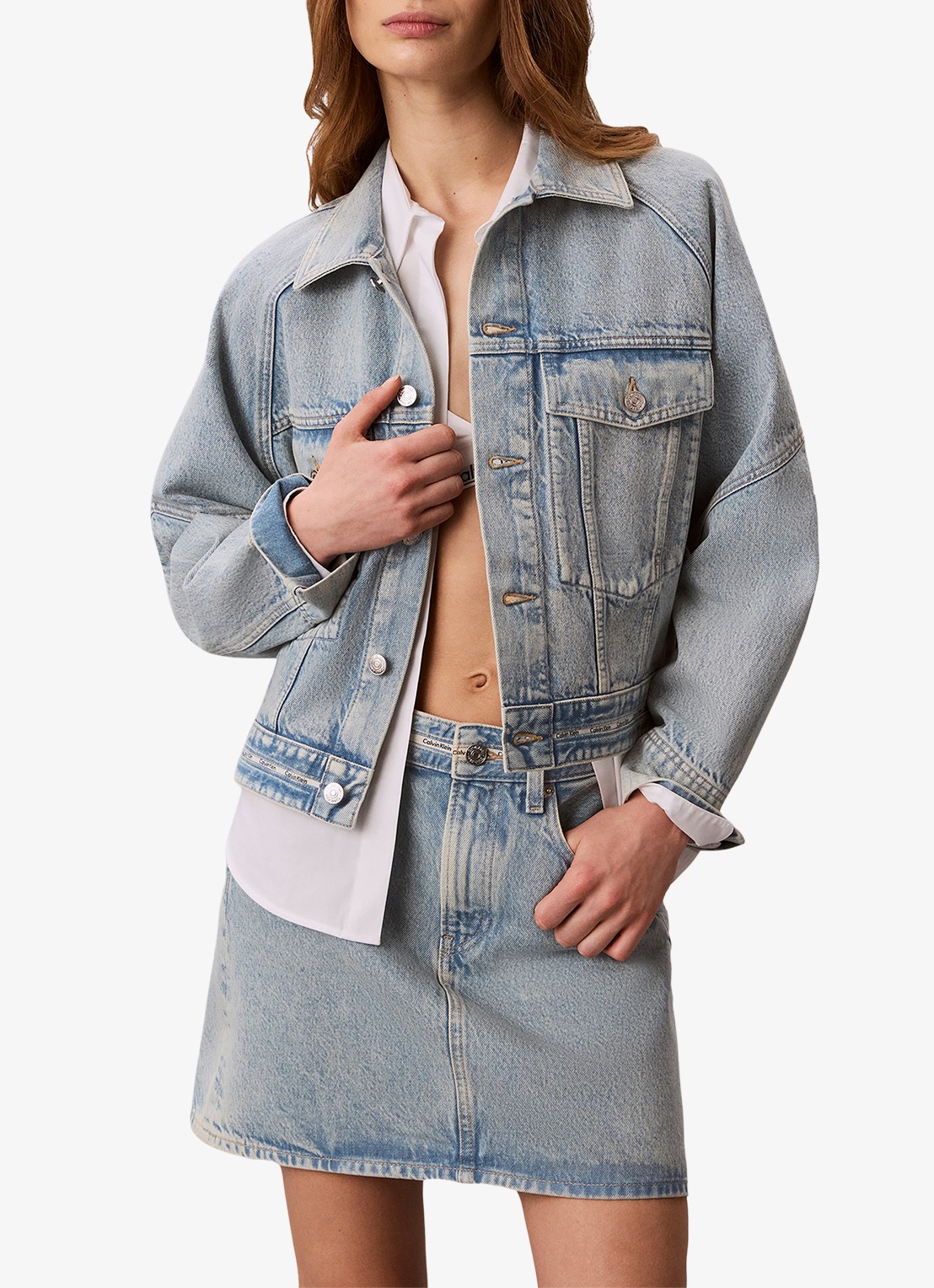 Calvin Klein Spijkerjas met logo - voorkant 6 denim