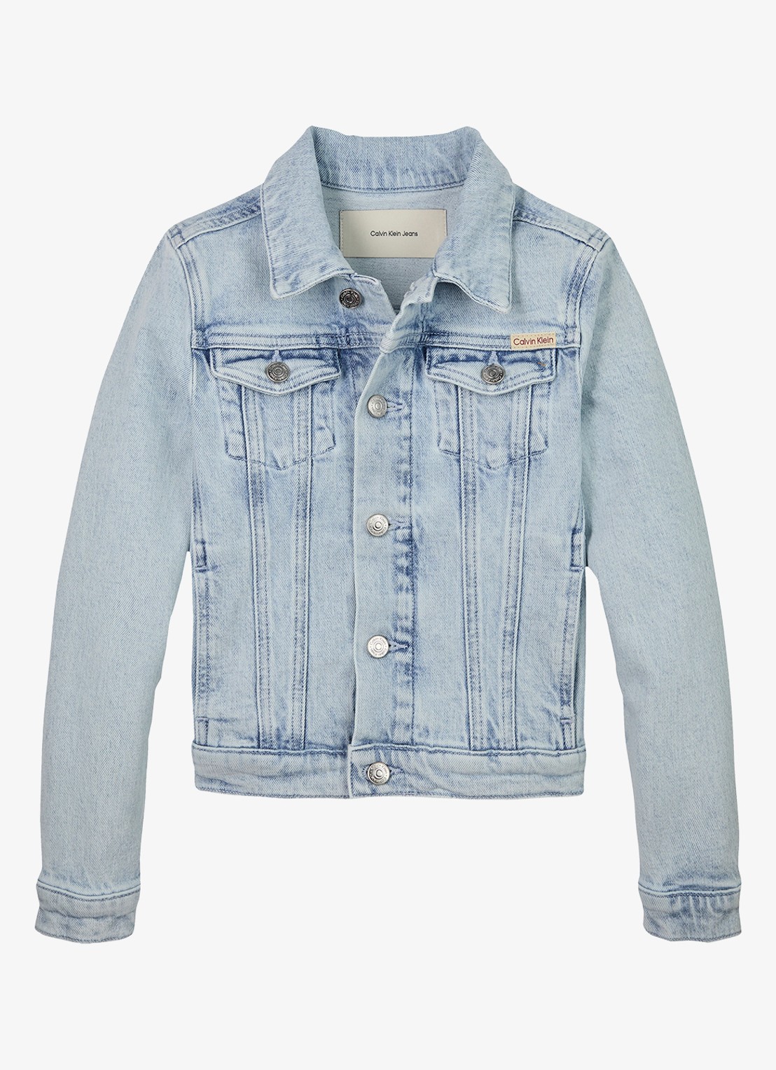Calvin Klein Spijkerjas met logo  - voorkant 2 denim