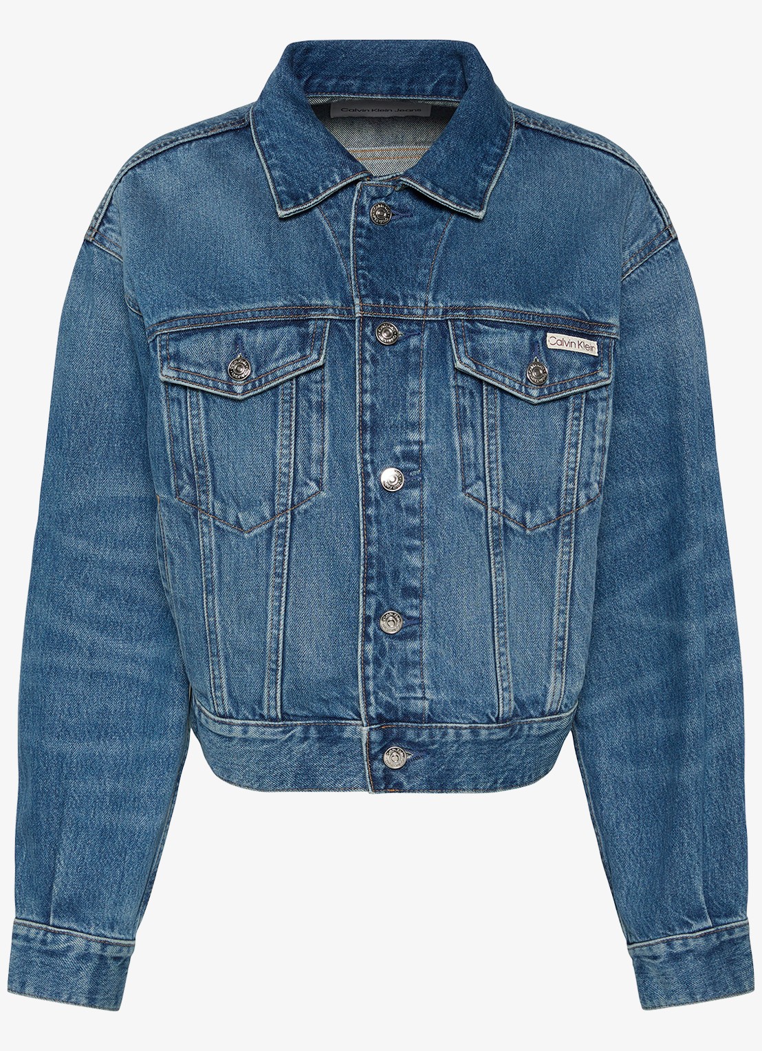 Calvin Klein Spijkerjas met steekzakken - voorkant denim