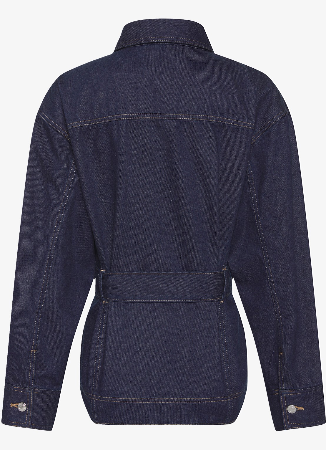 Calvin Klein Spijkerjas met strikceintuur - achterkant donkerblauw