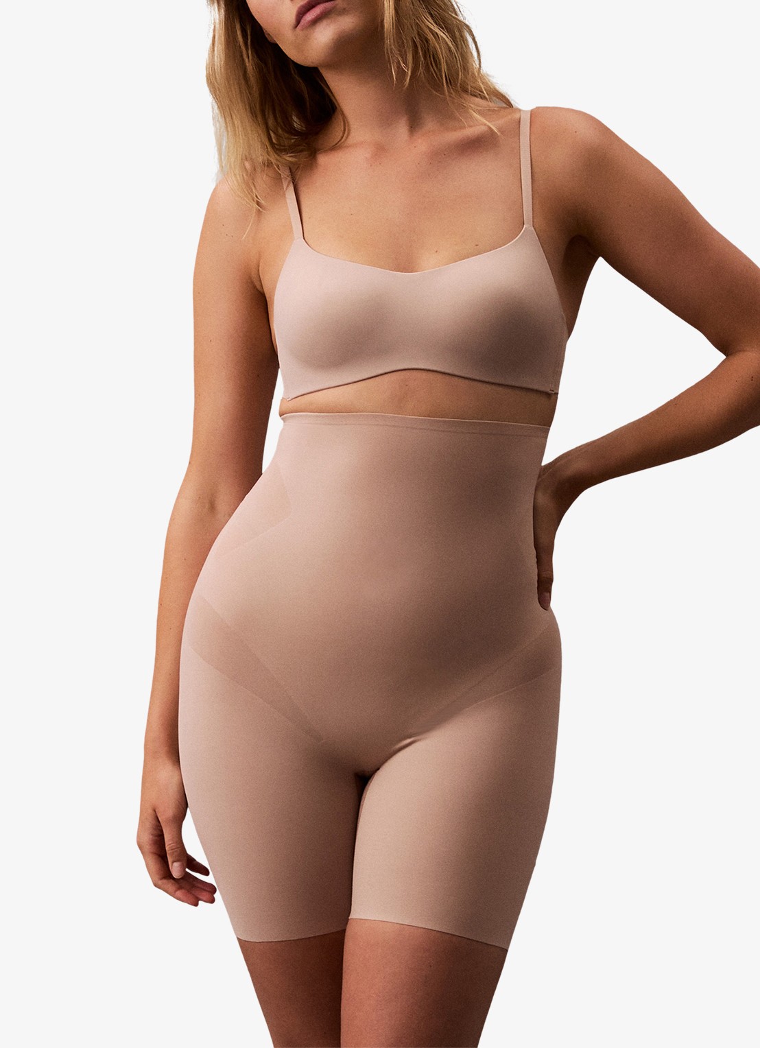 Calvin Klein Stay Put Stretch high waisted corrigerende short - detail khaki