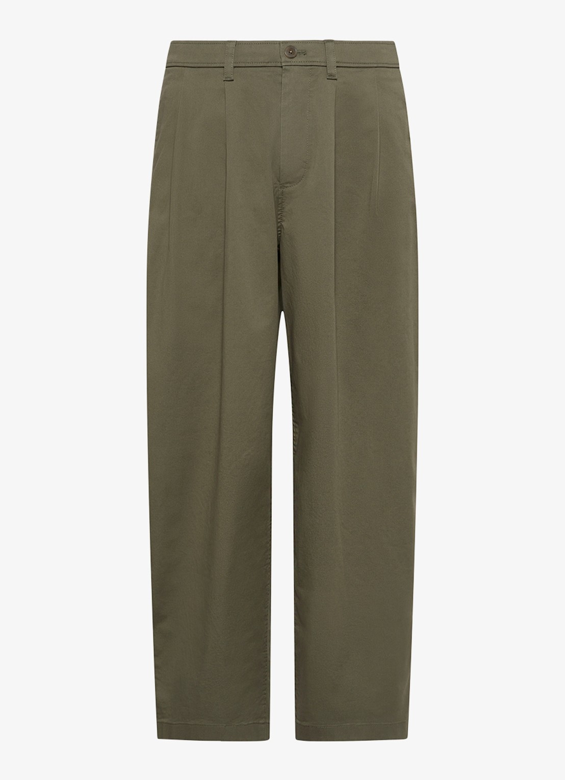 Calvin Klein Straight fit chino met plooien - voorkant 5 olijfgroen