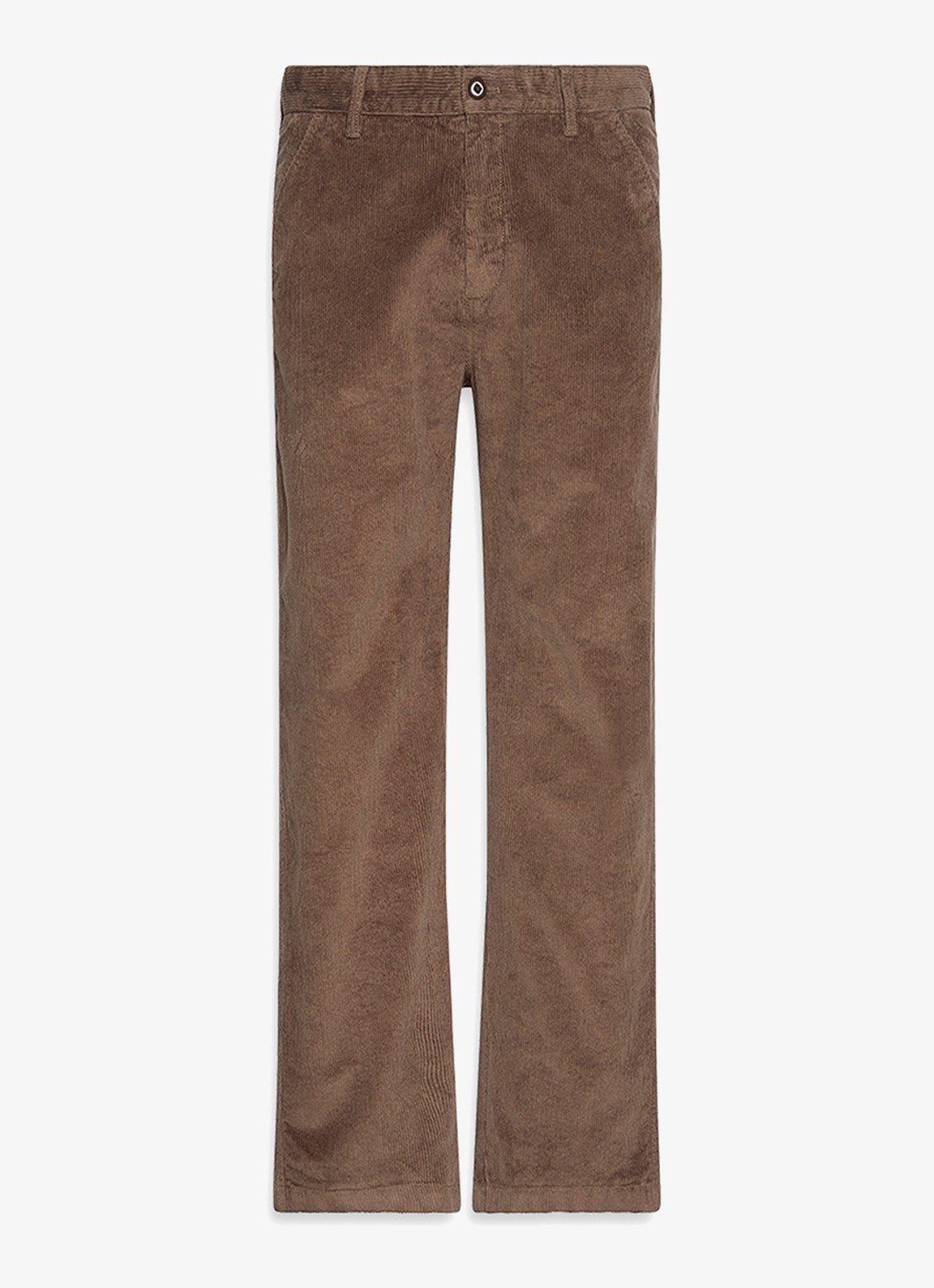 Calvin Klein Straight fit chino van corduroy  - voorkant 2 bruin